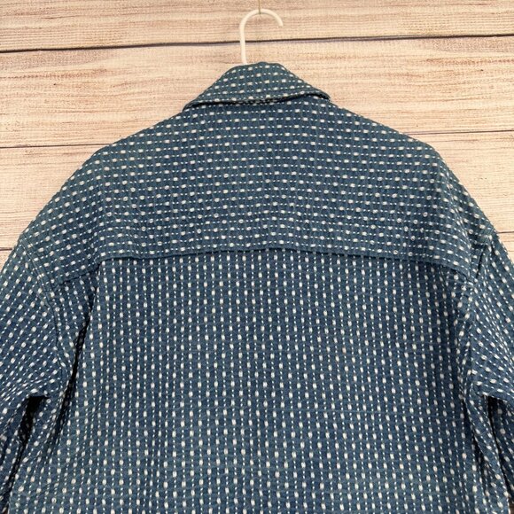 Zow Zow Striped Embroidered Denim Snap Down Jacket‎ Women's Large Blue/White - Picture 4 of 12